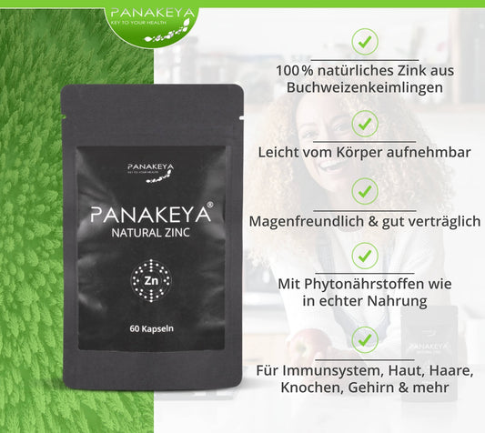 PANAKEYA® Natural Zinc – Nahrungsergänzungsmittel (60 Kapseln)